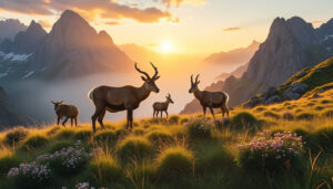 vivez une expérience unique en observant les chamois au lever du soleil dans le parc national du mercantour. un moment magique pour les amoureux de la nature et de la faune sauvage !